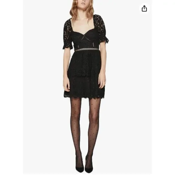 Bardot | Dresses | Bardot Dress Womens 2 Sexy Black Lace Puff Sleeve Tiered  Mini Party Cocktail | Poshmark